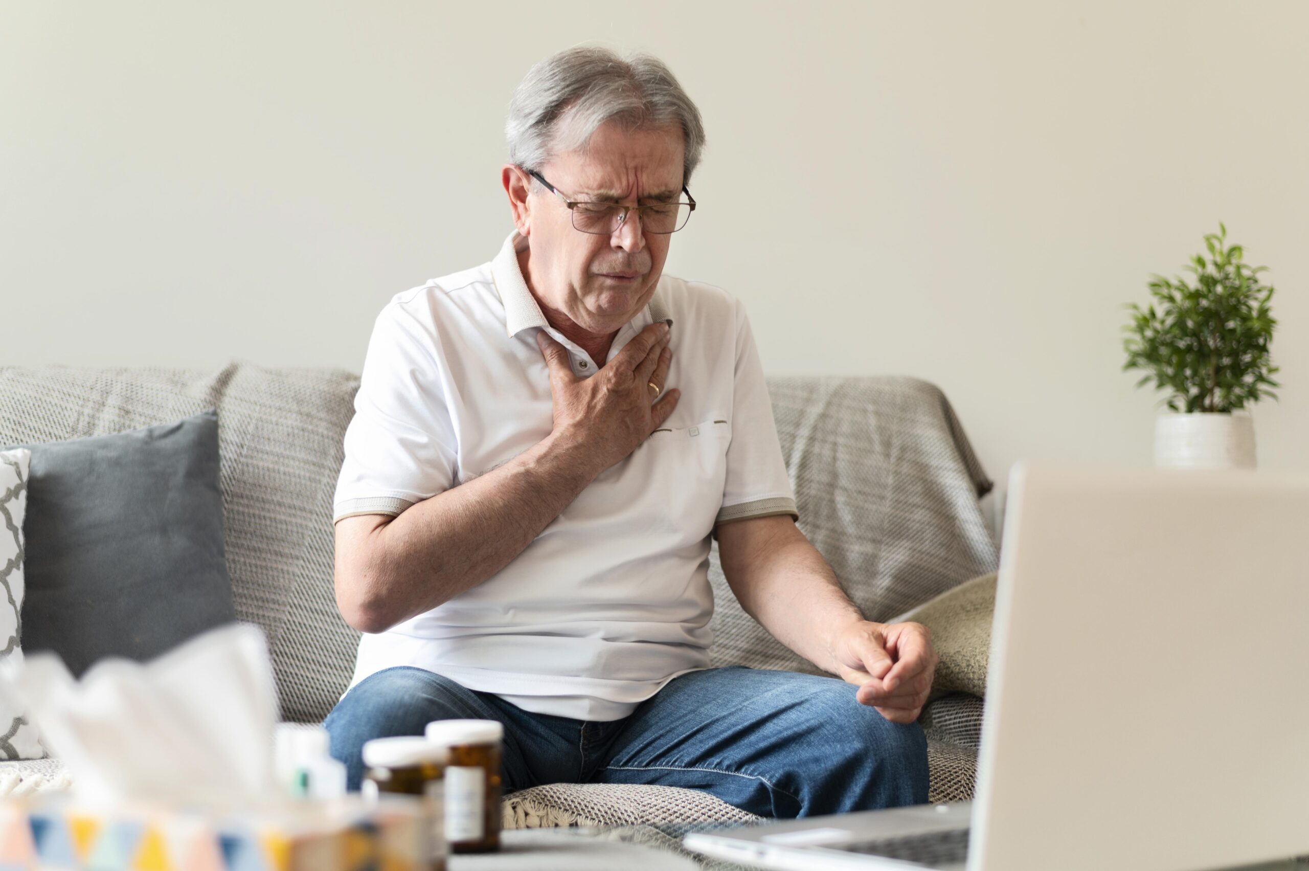 A middle-aged man with chest pain