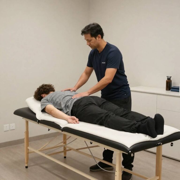 Chiropractor performing spinal adjustment for chronic back pain relief